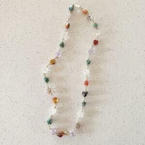 VINTAGE 1960-70'S ARTISAN CRAFTED CAGED SEMI=PRECIOUS GEMSTONE NECKLACE 12” Drop